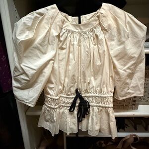 Ulla Johnson Cream Blouse with Black Tie